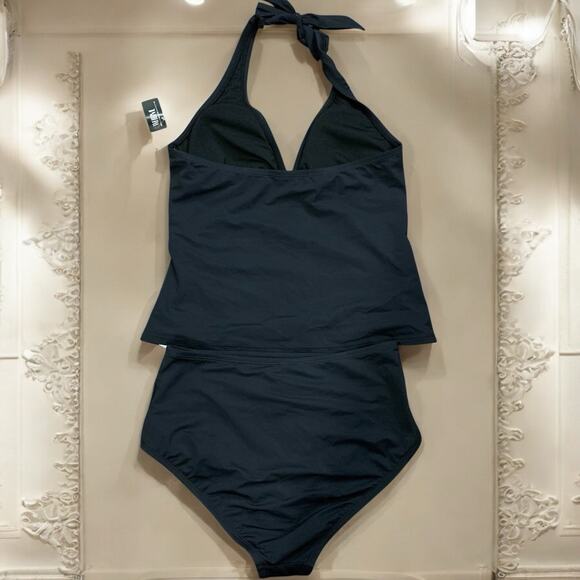 WHBM Tankini NWT Women's Medium Halter Black High-Waist Wrap Bikini Bottom - Picture 3 of 5